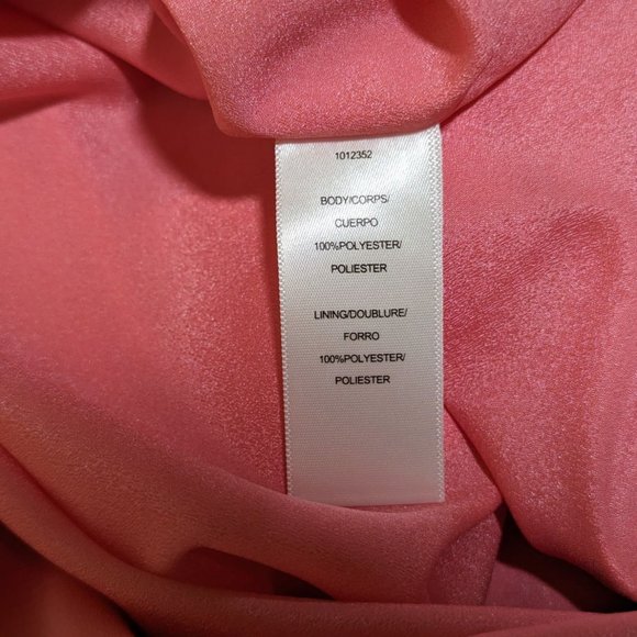 Halston sleeveless pink shirred front Georgette dress size 14 - Picture 9 of 11